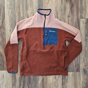 Cotopaxi Textured Fleece Colorblock Rust Pink Navy Quarter Zip - Size Small
